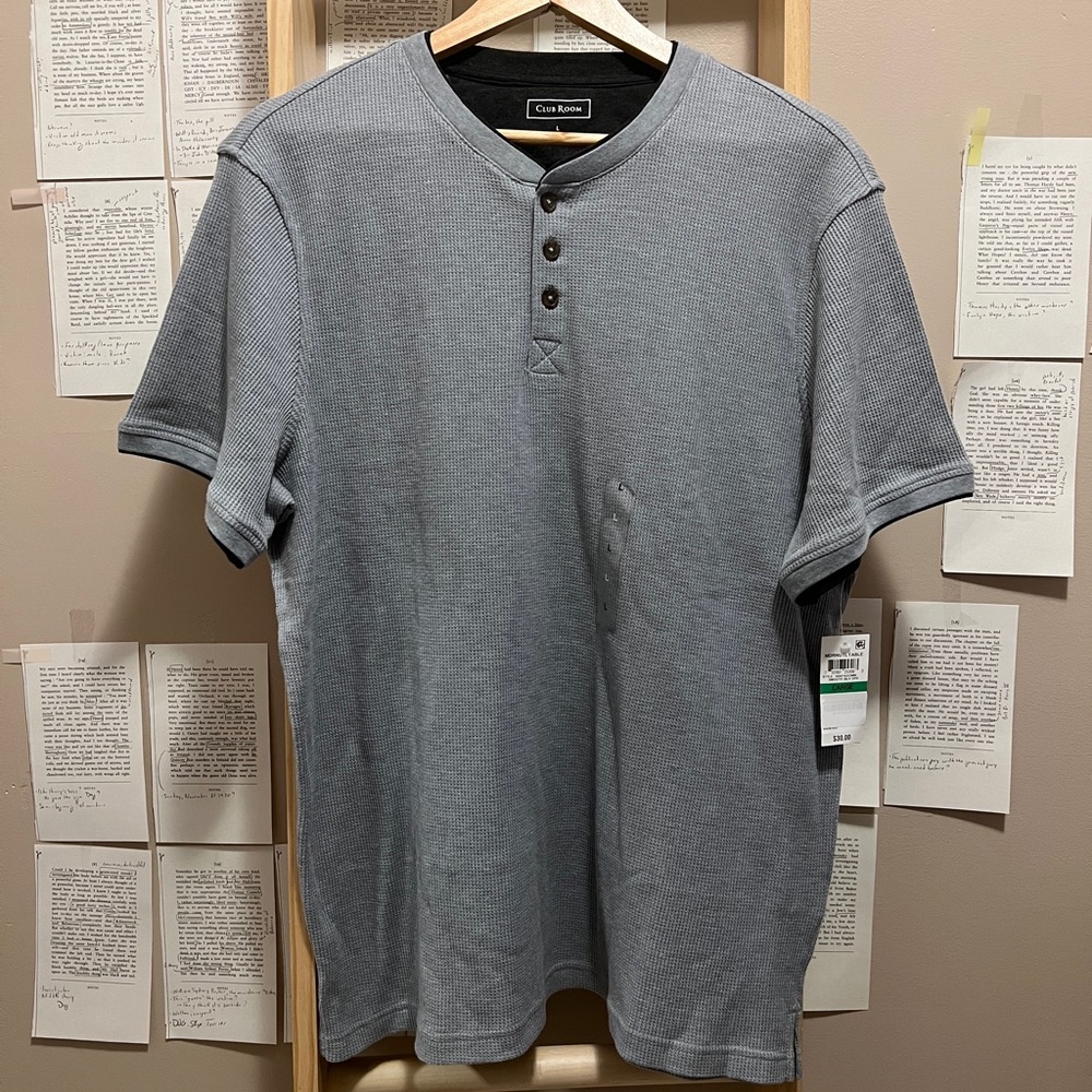 Club Room Men's Waffle Knit Crewneck Short Sleeve Shirt New with Tags